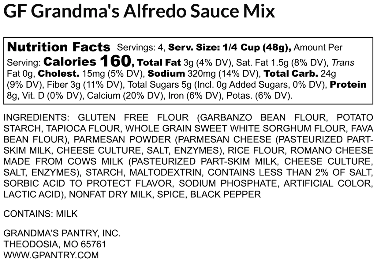 Alfredo Sauce Mix ~ Gluten Free